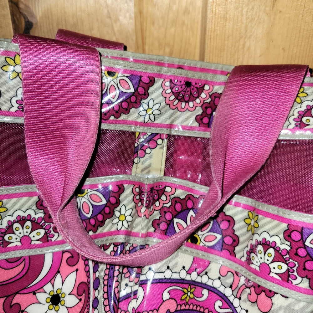 Vera Bradley Pink Paisley Meets Plaid  Shower Caddy /tote Retired - Picture 2 of 12